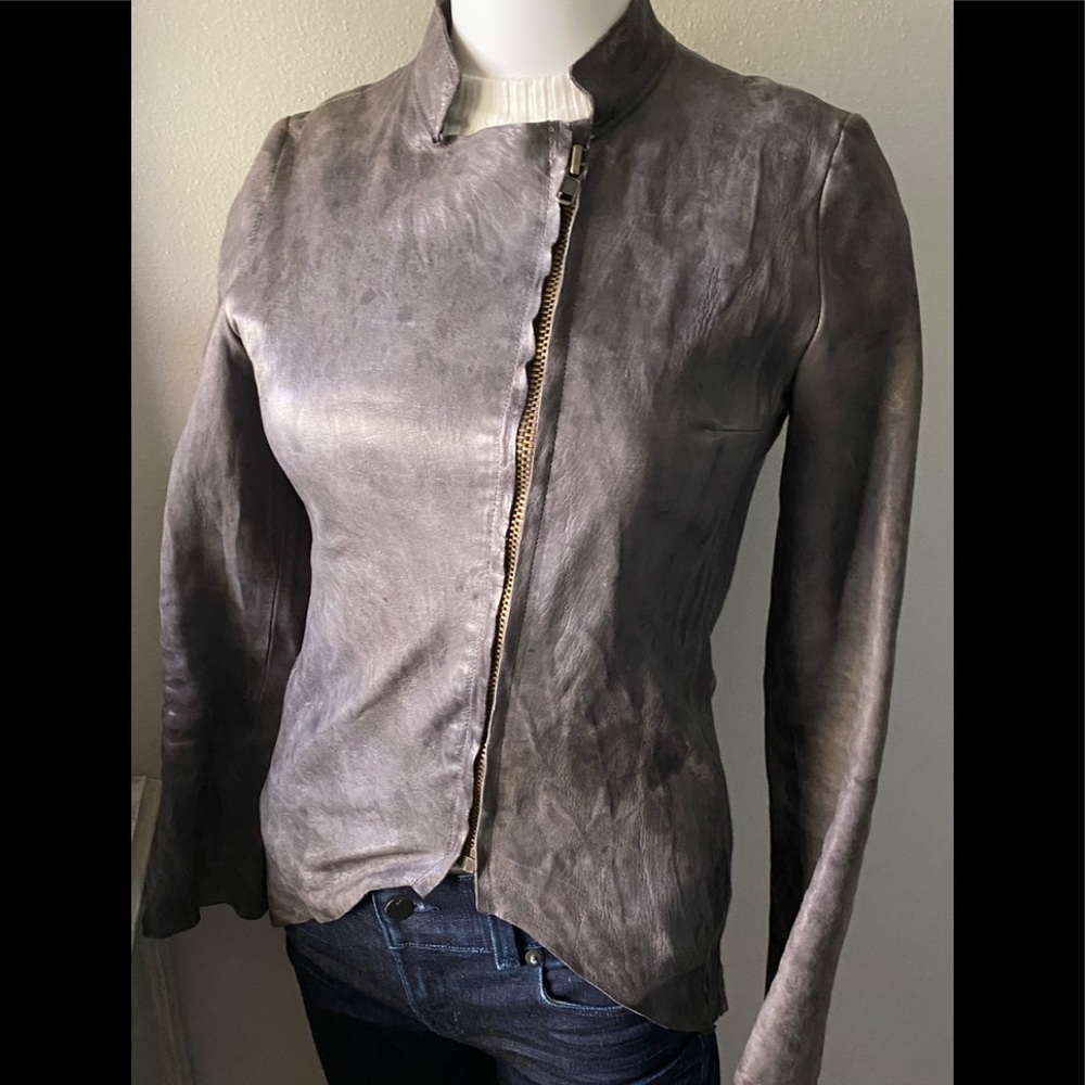 BLUR Leather Distressed Jacket Size 40 US 0-2 - Picture 4 of 15